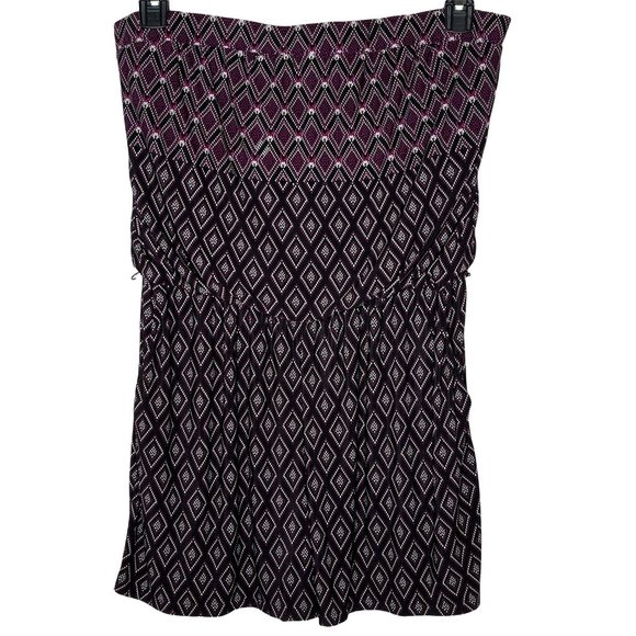 White House Black Market Pants - White House Black Market Romper Shorts Women Sz Large Purple Geometric Strapless